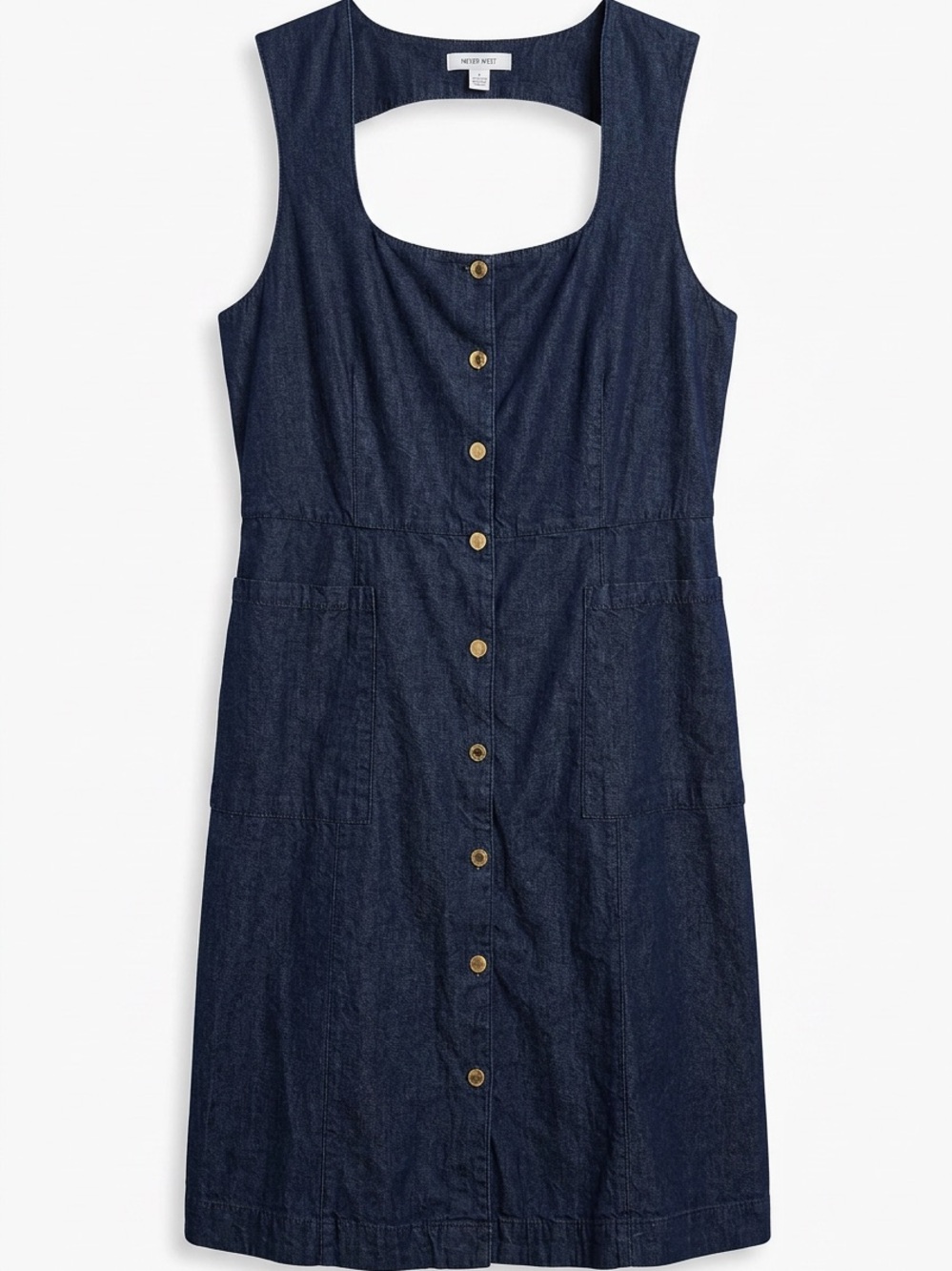 Nine West Dark Blue Denim Button-Front Sleeveless Dress
